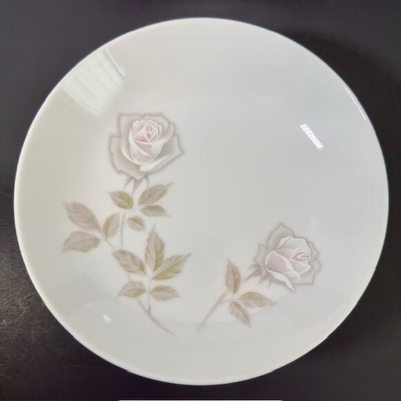 Noritake Edenrose 4 Coupe Soup/Cereal Bowls Gray/Pink/White Roses VTG - Picture 7 of 10